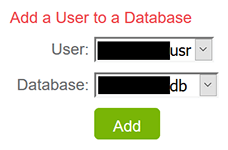 cPanel Add MySQL User to Database