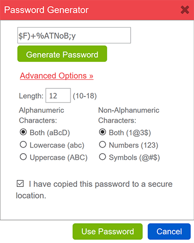 cPanel password generator