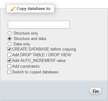 phpMyAdmin Copy Database