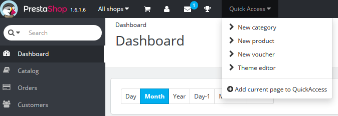 PrestaShop v1.6 Quick Access