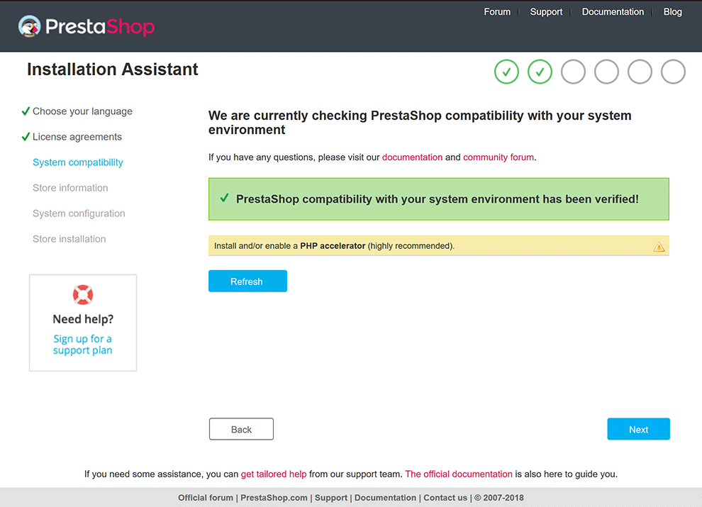 PrestaShop Installer System Compatibility